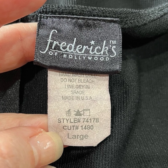 Frederick's of Hollywood Jumpsuit Size Large Black Flare Leg Playsuit Catsuit - Picture 10 of 12